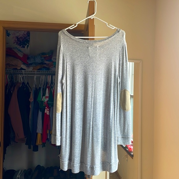 Brand: By Together. Size: Medium, loose fit. Color: gray w/ tan elbow patches! - Picture 2 of 5